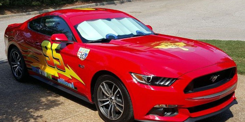 Mustang disguised as Lightning McQueen